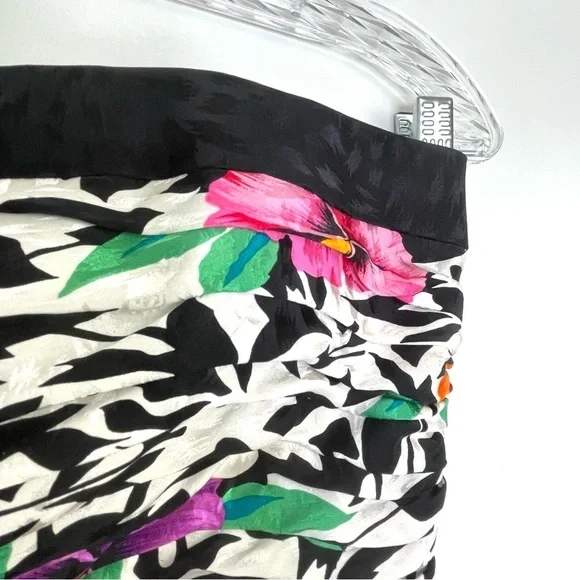 A.J. Bari Vintage 100% Silk Corset Tiered Floral Party Cocktail Dress Size 8 - Picture 5 of 11